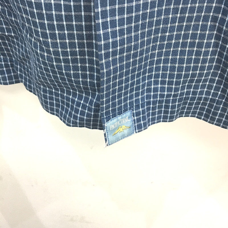 Pacific Trail 100% Cotton Blue Check Short Sleeve Button Up Shirt Mens Large - Image 4