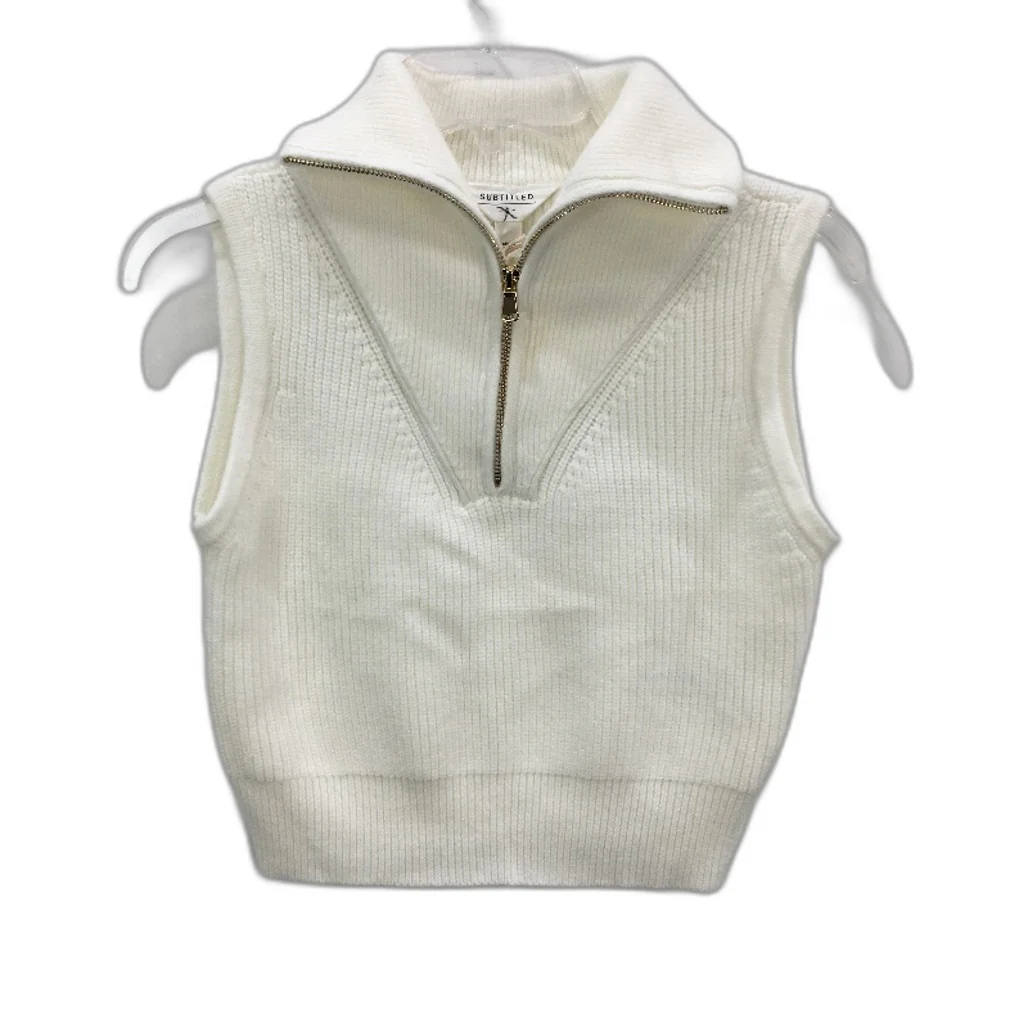Subtitled White Nahla Gold Quarter Zip Sift Knit Vest Ladies Size Small NEW
