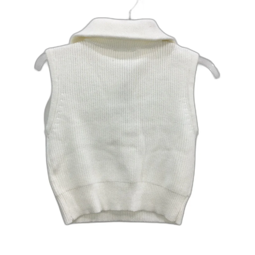 Subtitled White Nahla Gold Quarter Zip Sift Knit Vest Ladies Size Small NEW - Image 2