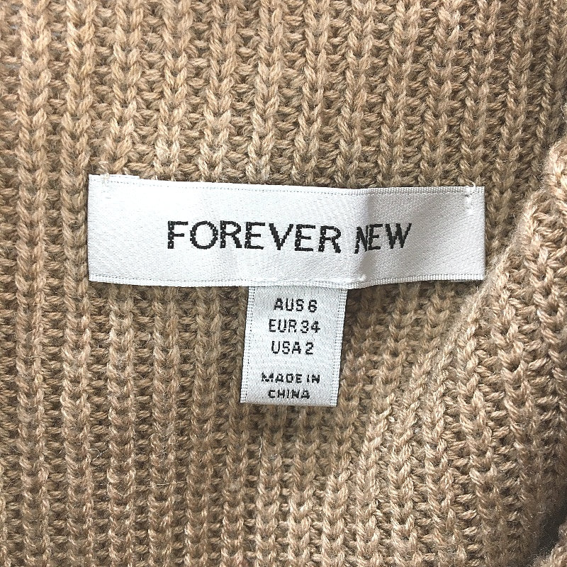 Forever New Mocha Brown Wool Blend High Neck Knitted Vest Ladies Size 6 - Image 3