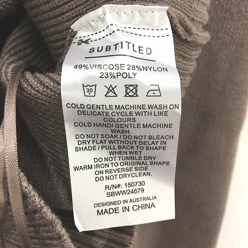 Subtitled Slate Brown Maylee Knit Zip Through Hood Crop Jumper Ladies Large NEW - Image 4