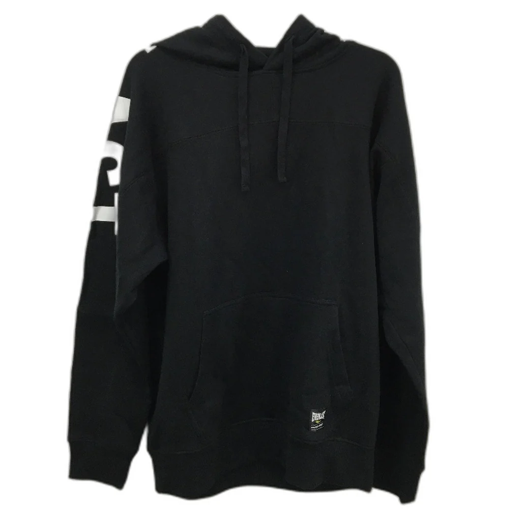Everlast Black White Printed Shoulder Logo Hooded Jumper Mens Size Medium NEW
