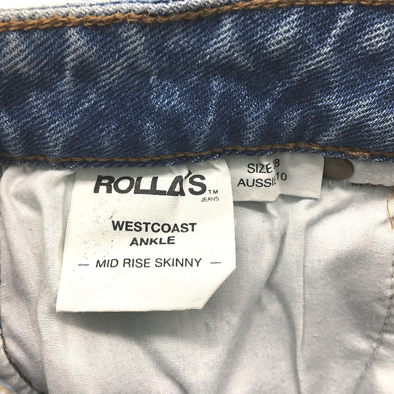 Rollas Westcoast Ankle Mid Rise Skinny Denim Blue Jeans Ladies 28 AUS 10 NEW - Image 5