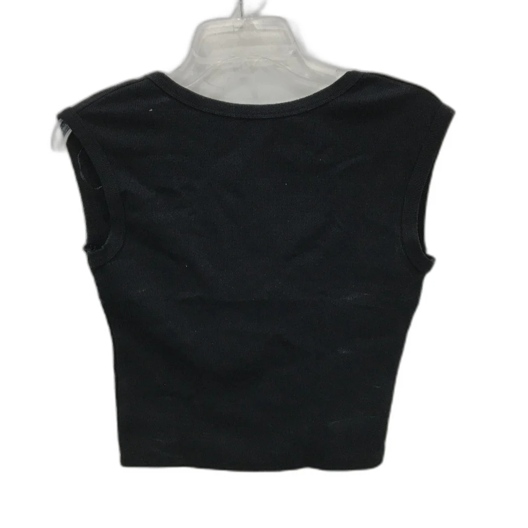 Dotti Black Ribbed Stretch Cotton Blend Slim Fit Crop Top  Ladies Large NEW - Image 2