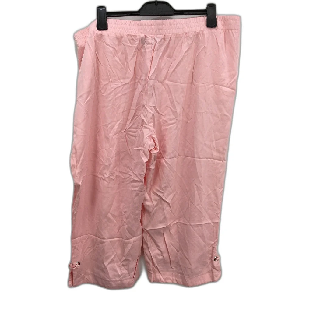 Rockmans Candy Pink Crop Below Knee Eyelet Hem Pants Ladies Size 20 NEW - Image 2
