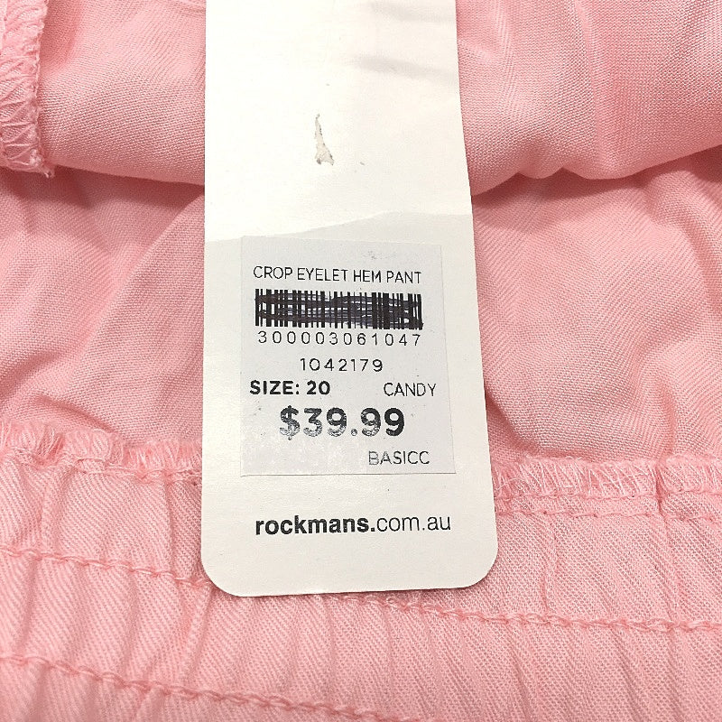 Rockmans Candy Pink Crop Below Knee Eyelet Hem Pants Ladies Size 20 NEW - Image 5