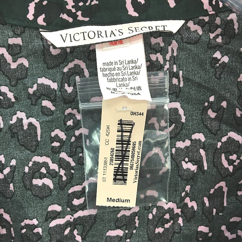 Victorias Secret Green Animal Print Cotton L/S Sleep Shirt Ladies Size M NEW - Image 3