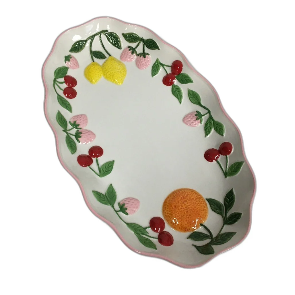 Fruit Salad White & Strawberries Home Decor Ceramic Jug & Platter 4 Pce Set NEW - Image 3