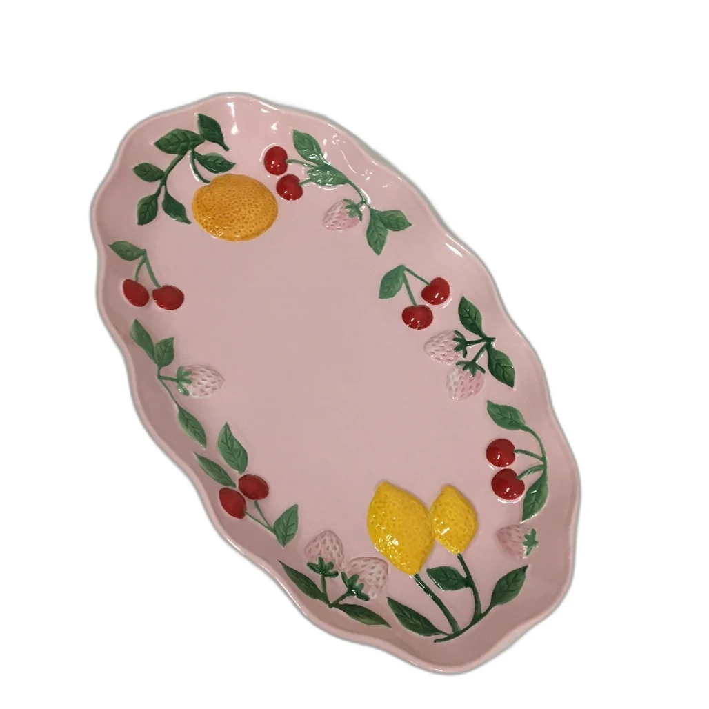 Fruit Salad Pink Cherries Strawberries Ceramic Jug Platter Mug 8 Pce Set NEW - Image 7