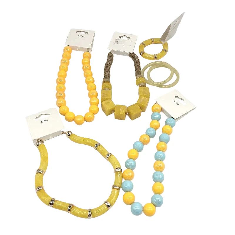 BULK PACK 8 Piece Sunny Yellow Tone Themed  Assorted Fashion Jewellery Pack NEW