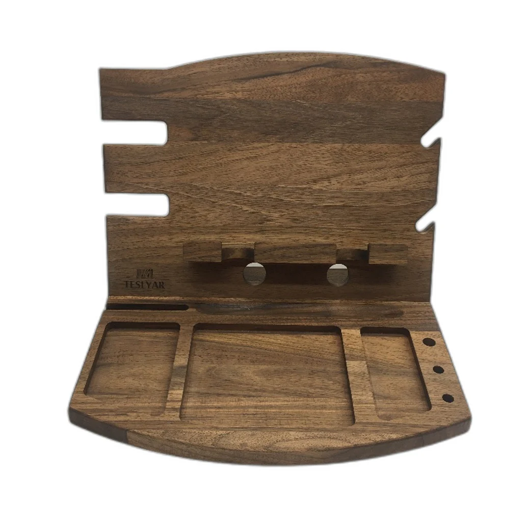Teslyar Natural Walnut Docking Station Nightstand Accessories Organiser NEW