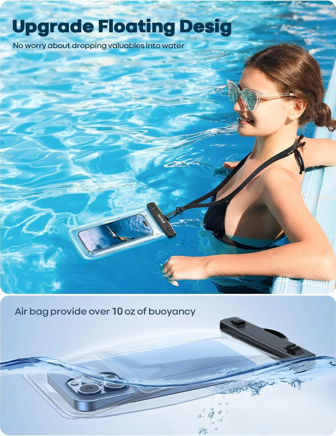 Lamicall Waterproof Phone Pouch for Beach Travel with 3D Seamless Design NEW - Image 3