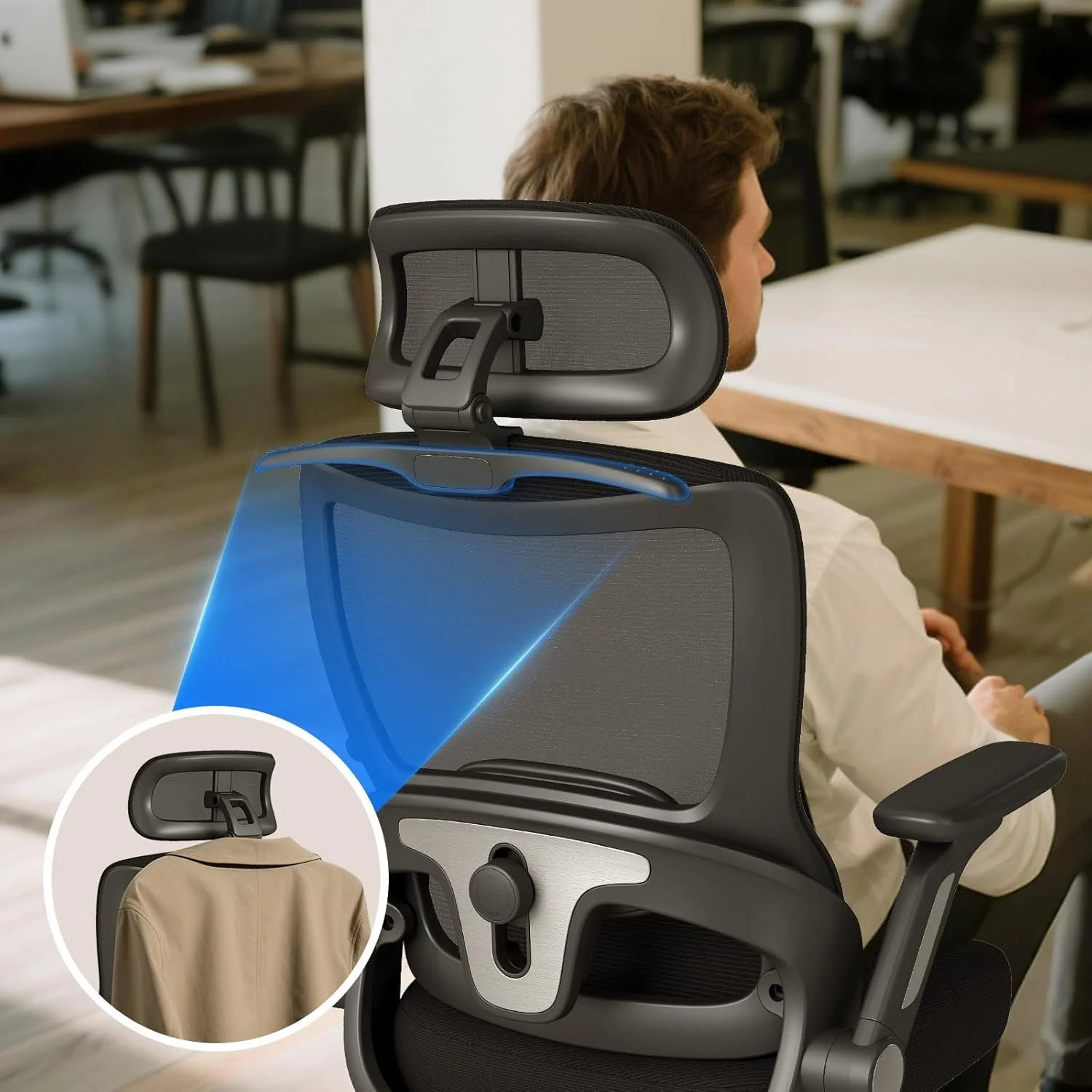 ZZH Ergonomic Office Chair with Adjustable Lumbar Support for Home DEMO - Image 3