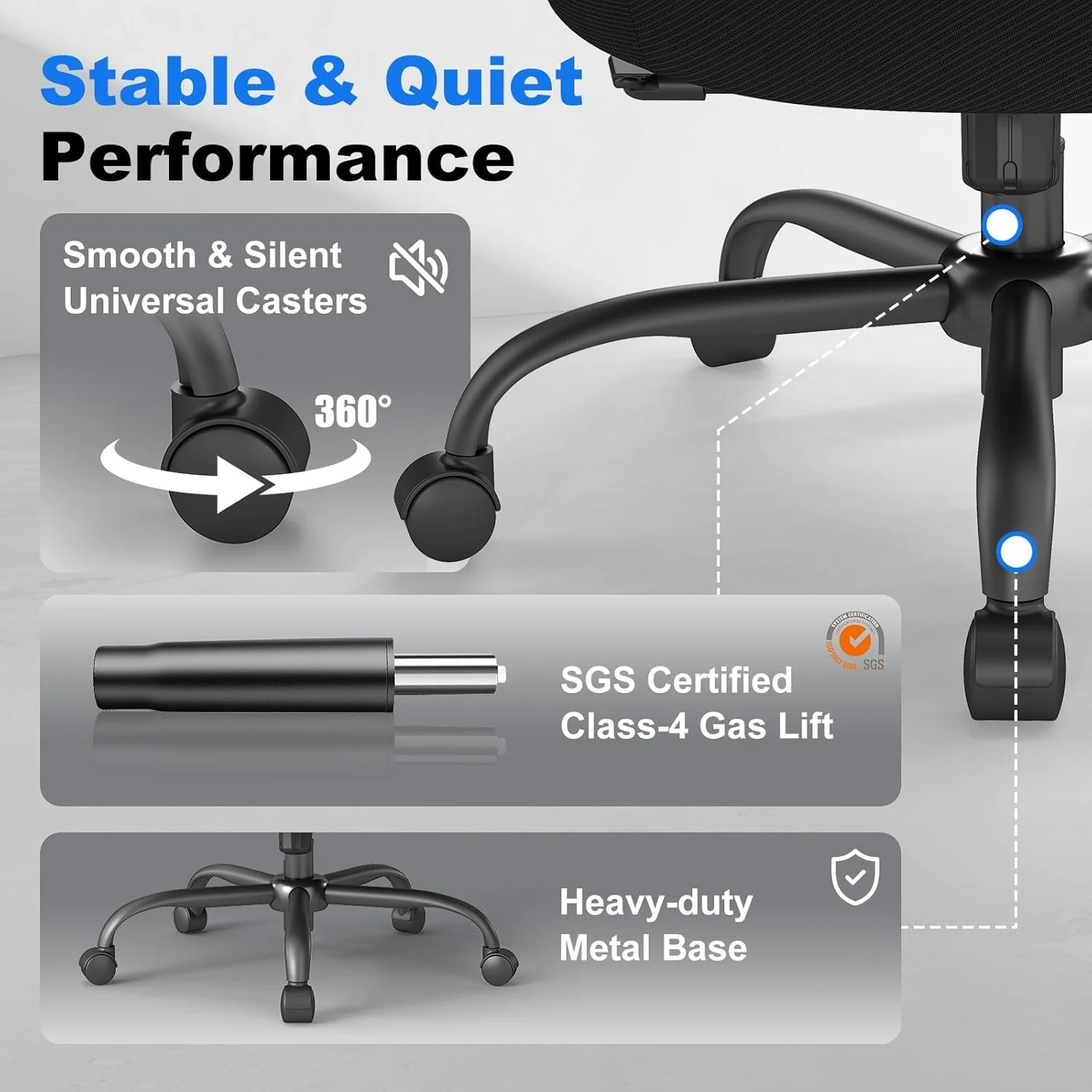 ZZH Ergonomic Office Chair with Adjustable Lumbar Support for Home DEMO - Image 9