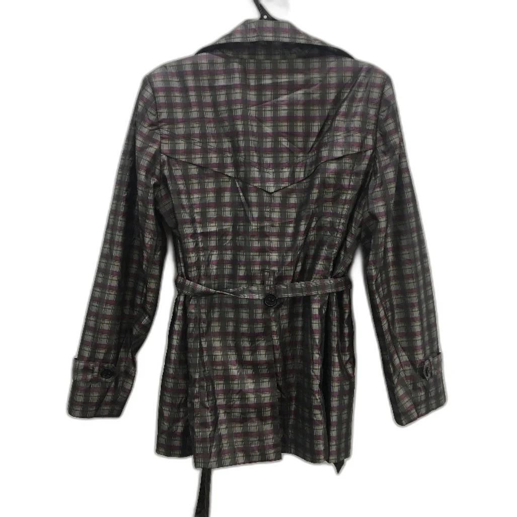 Dalia Collection Grey & Purple Check Single Breasted Outwear Coat Ladies Large - Image 2