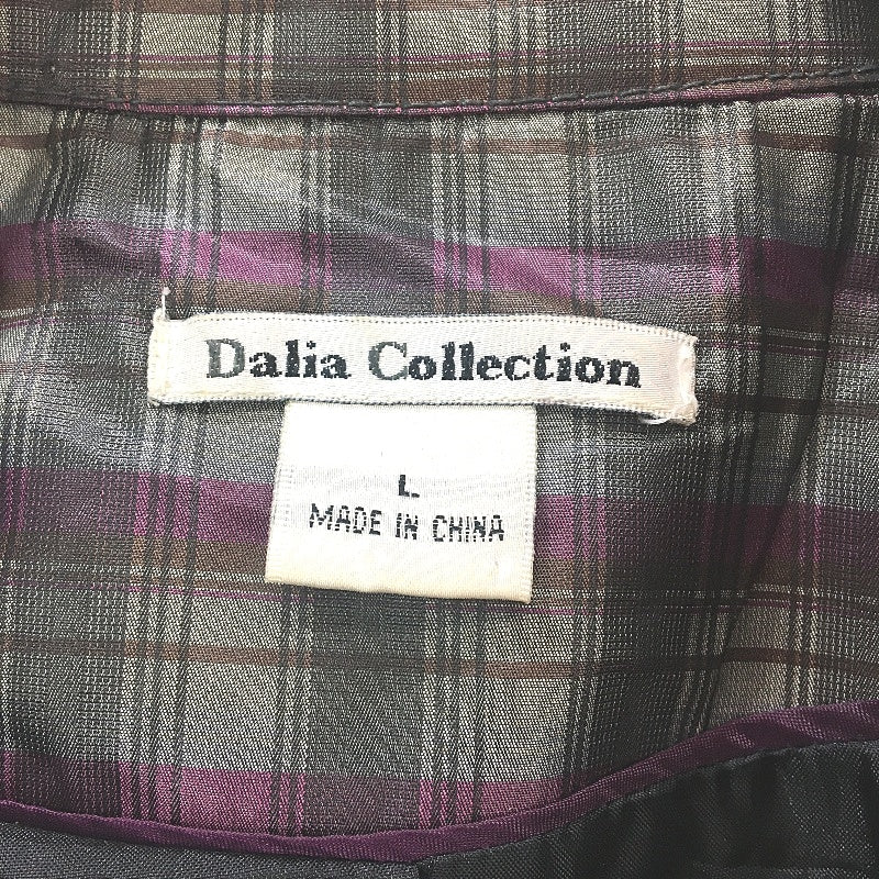 Dalia Collection Grey & Purple Check Single Breasted Outwear Coat Ladies Large - Image 3