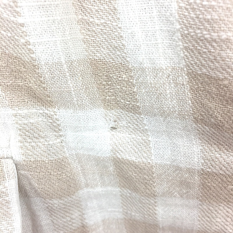 Decjuba Tan & Cream Ginham Check Linen Blend Jacket Ladies Size 14 - Image 5