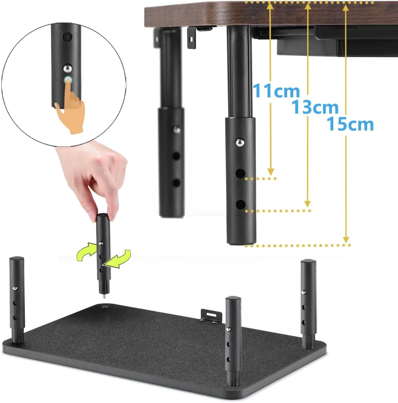 ETHU Adjustable Desk Riser Black Wood Monitor Stand with Storage Drawer DEMO - Image 5