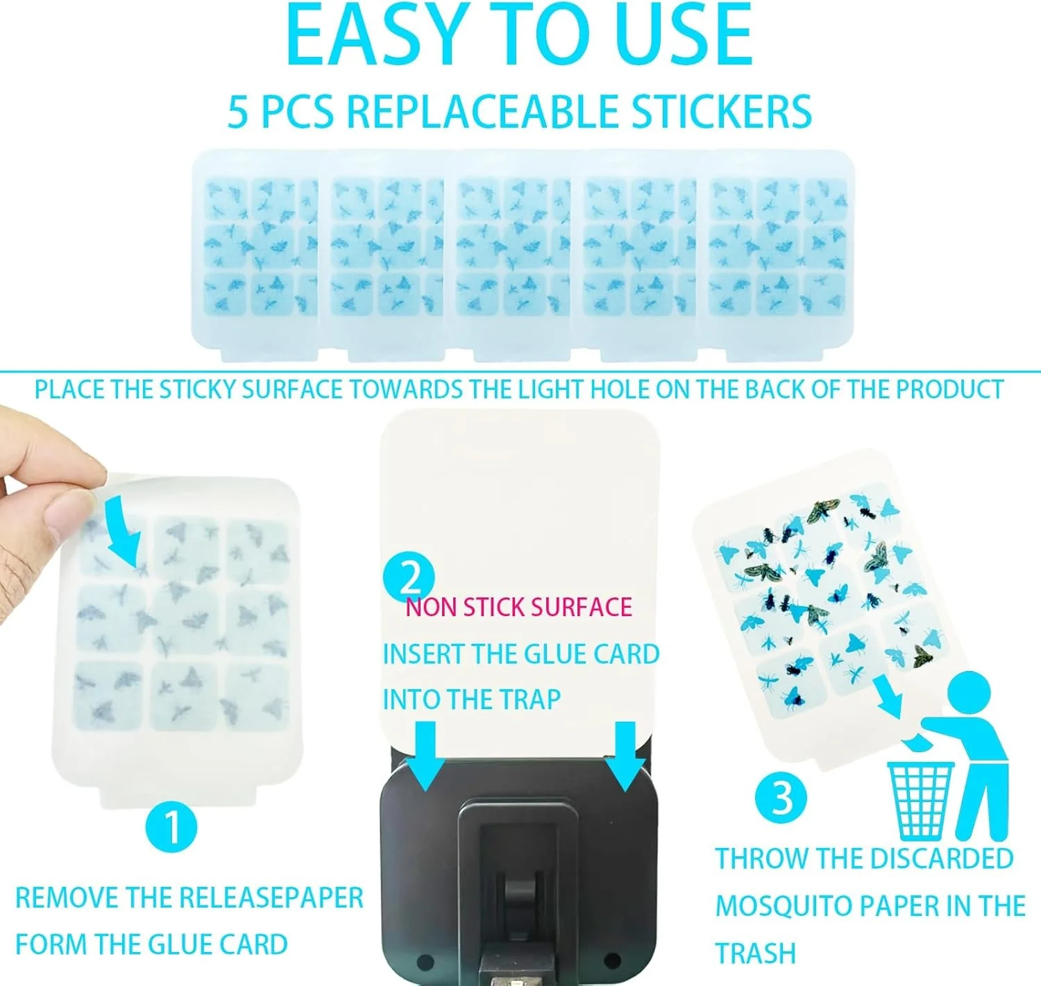 Candico Mosquito Zapper Indoor USB Fly Trap with Adjustable UV Night Light NEW - Image 4