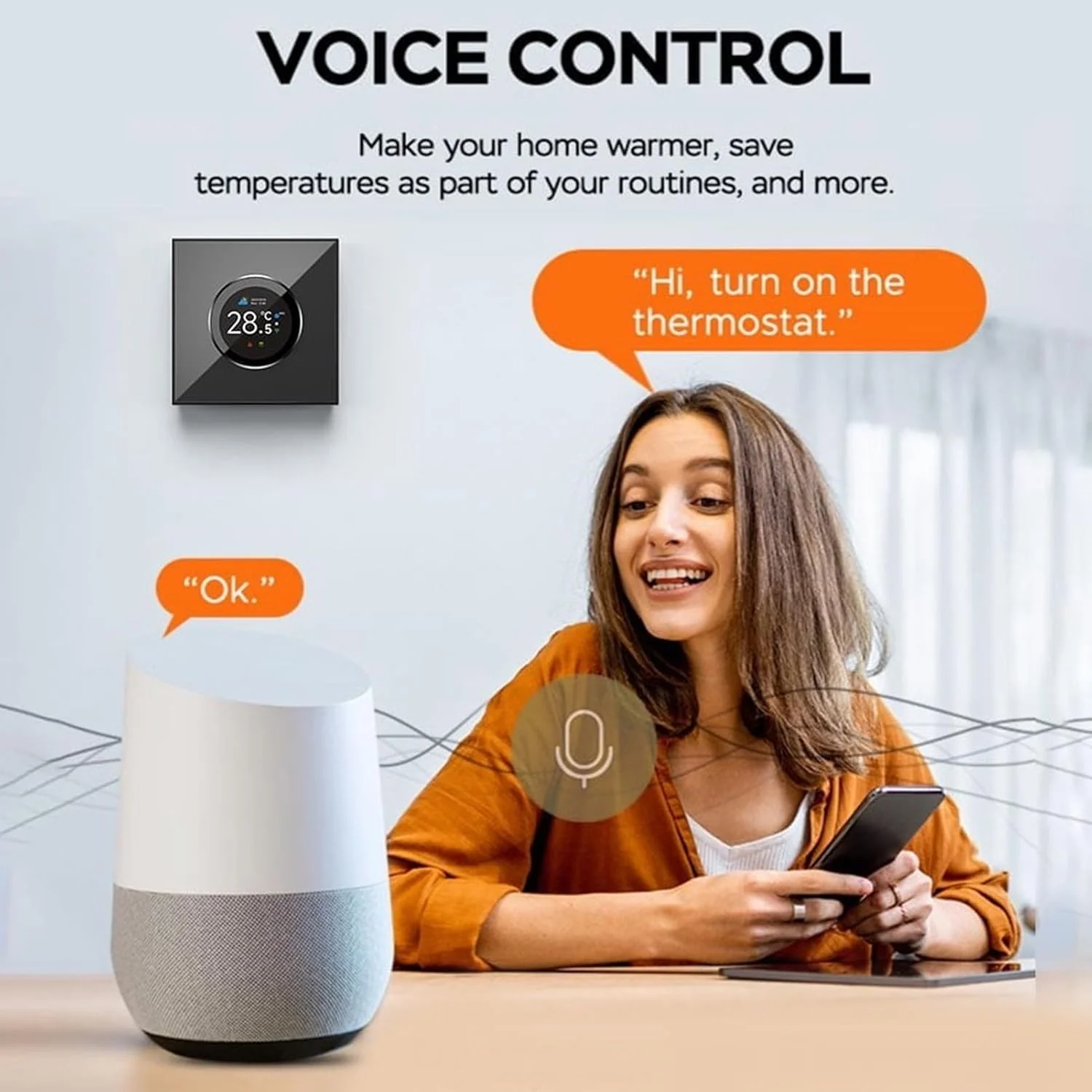 Smart Wi-Fi Two Way Knob Thermostat with Voice Control and TFT Screen NEW - Image 3