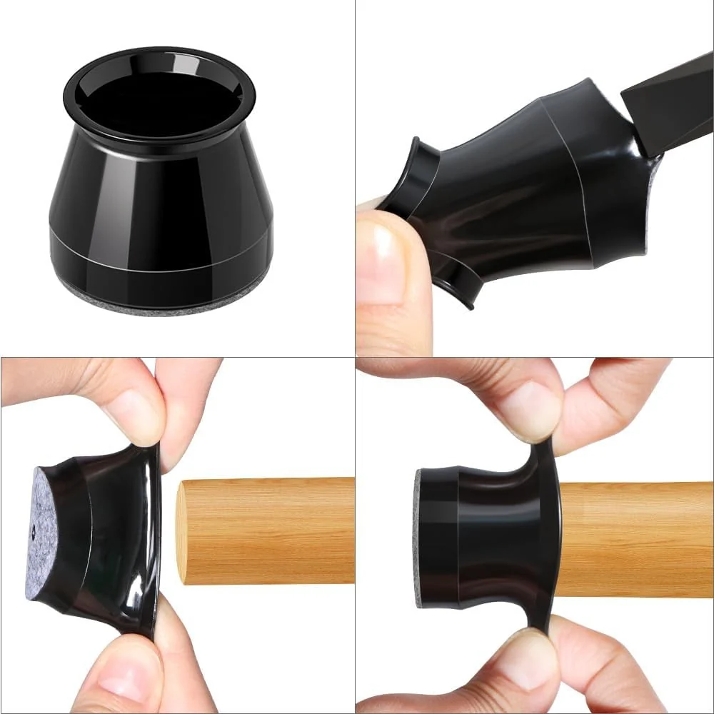 24 Piece Chair Leg Floor Protectors Black Silicone Sliders Universal Small NEW - Image 6