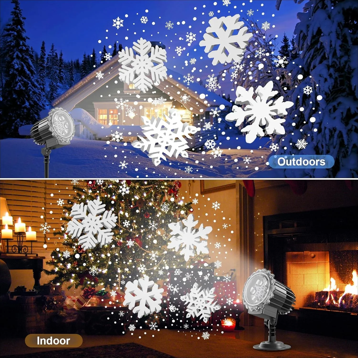 3D Snowflake White Snowfall Indoor Outdoor Waterproof Projector Light NEW - Image 3