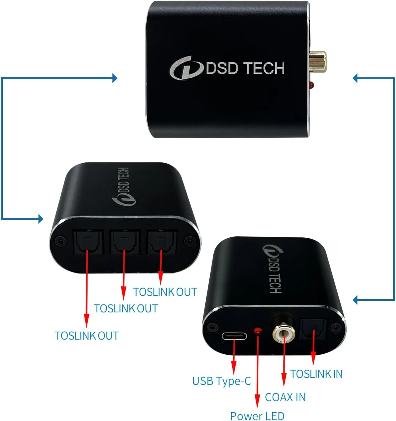 DSD TECH SH-AC01A Optical Audio Splitter 1 In 3 Out Coaxial TV Accessory NEW - Image 3