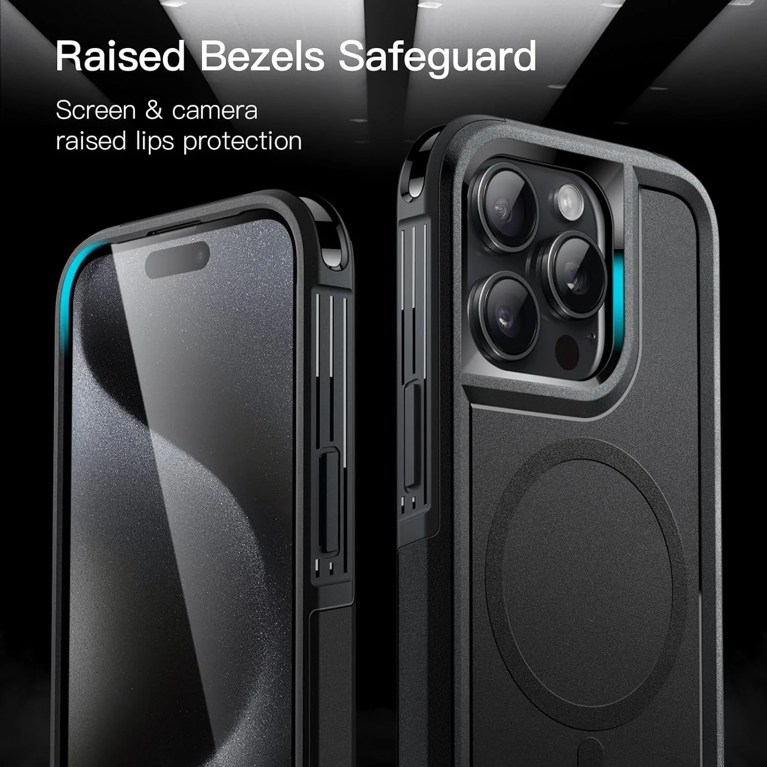 JETech iPhone 15 Pro Max 6.7" Black MagSafe Heavy Duty Rugged Case Black NEW - Image 6