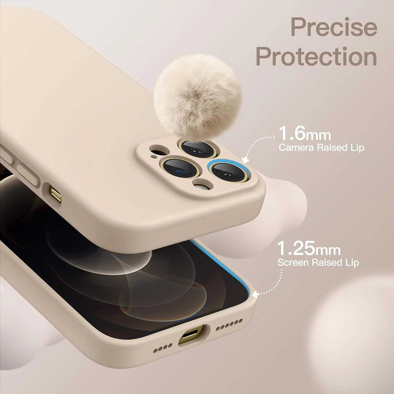 JETech iPhone 12 Pro Max 6.7" Beige Silicone MagSafe Phone Case Cover NEW - Image 6
