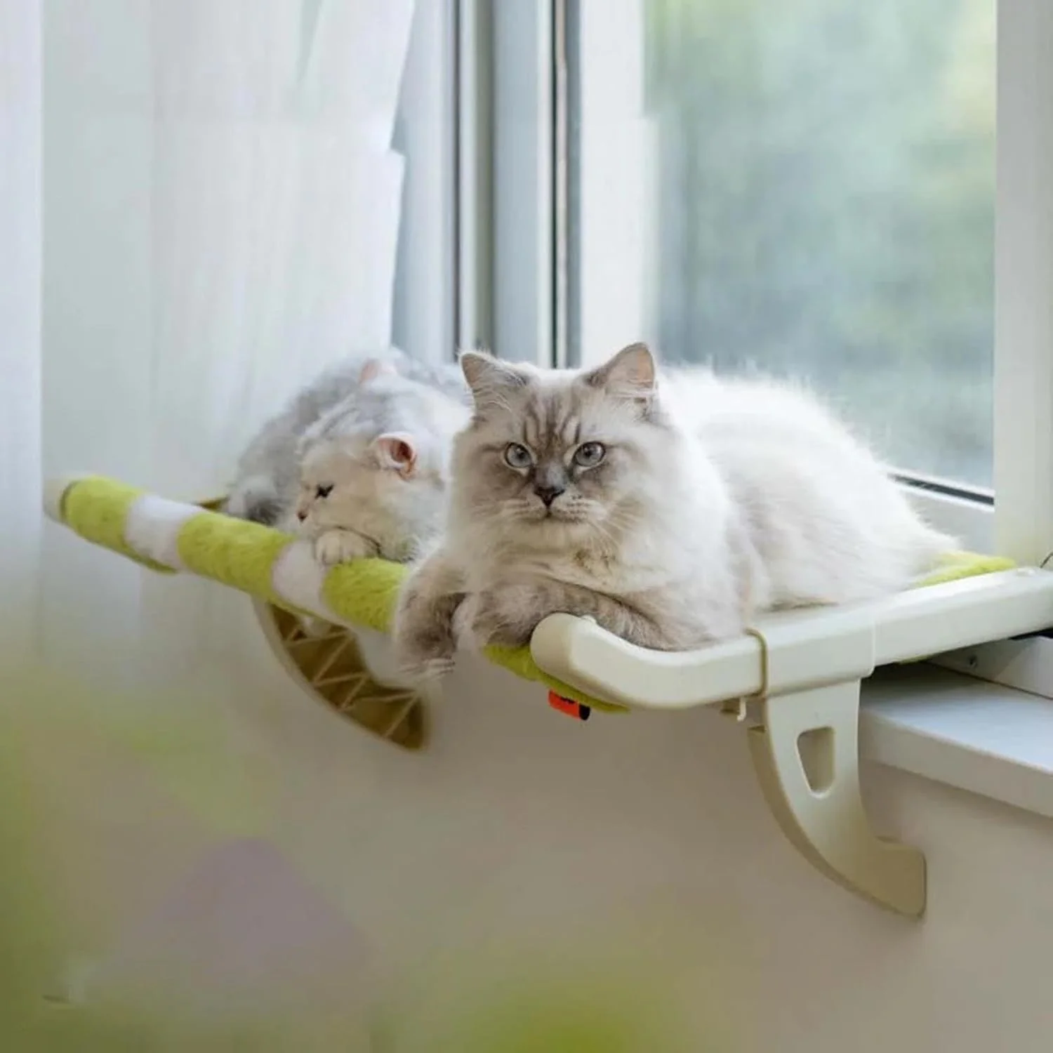 Green & White Space Saving Cat Bed Window Hammock NEW - Image 2