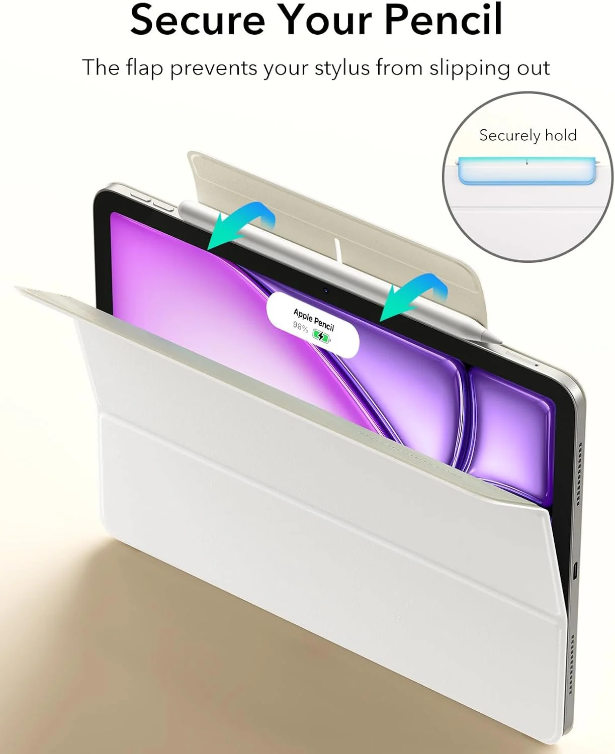 ESR iPad Air Pro Case 11" M4 2024 5th Gen White Slim Trifold Magnetic Case NEW - Image 4