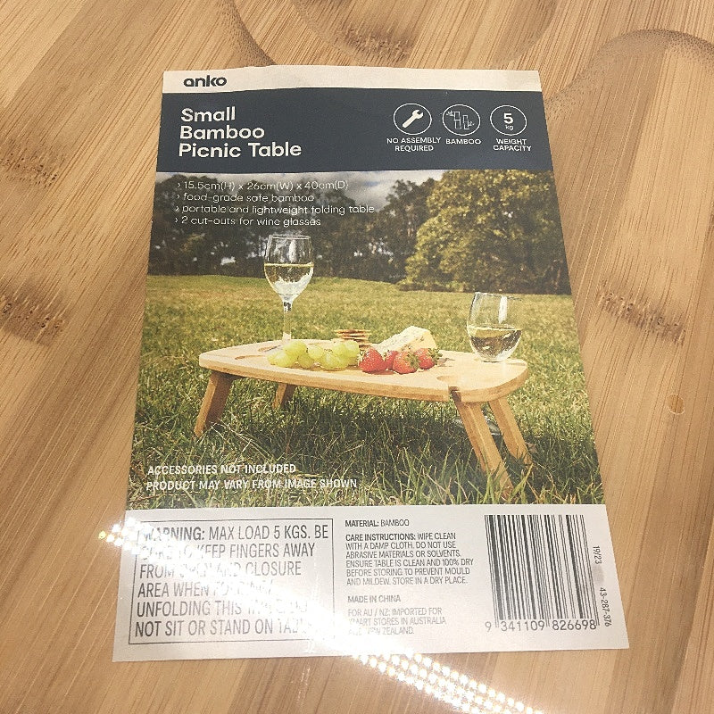 Portable & Lightweight Food Grade Small Bamboo Folding Picnic Table NEW - Image 3