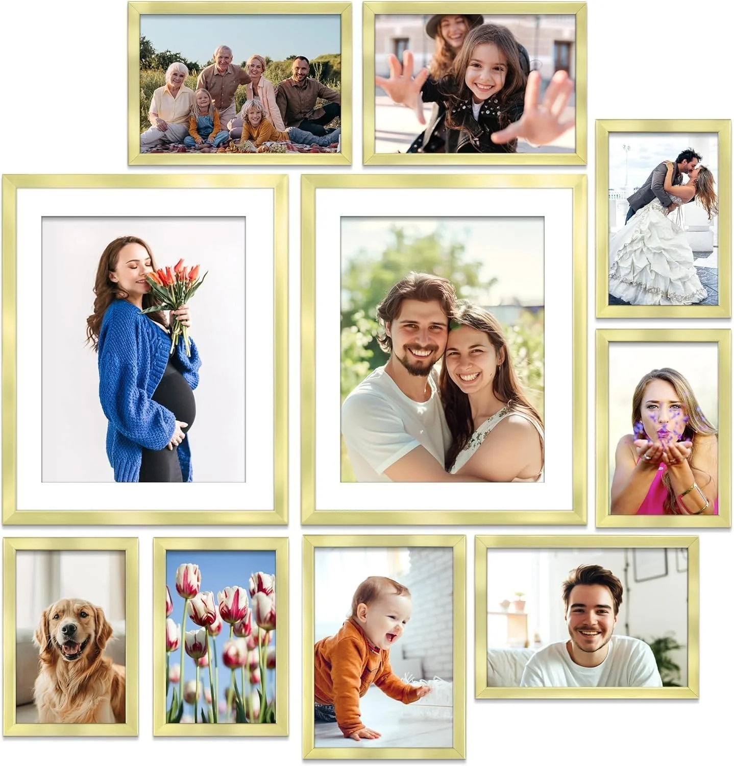 Gold 11x14 Inch Plexiglass Picture Frame Set of 5 for Wall Gallery Display NEW - Image 6