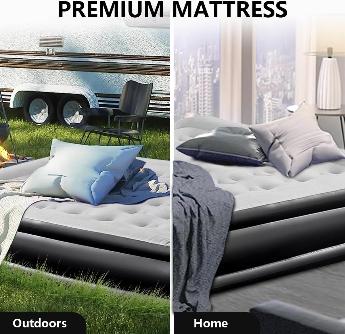QZTHOU Queen Size Air Mattress with Built-in Pump Automatic Inflating Black DEMO - Image 12