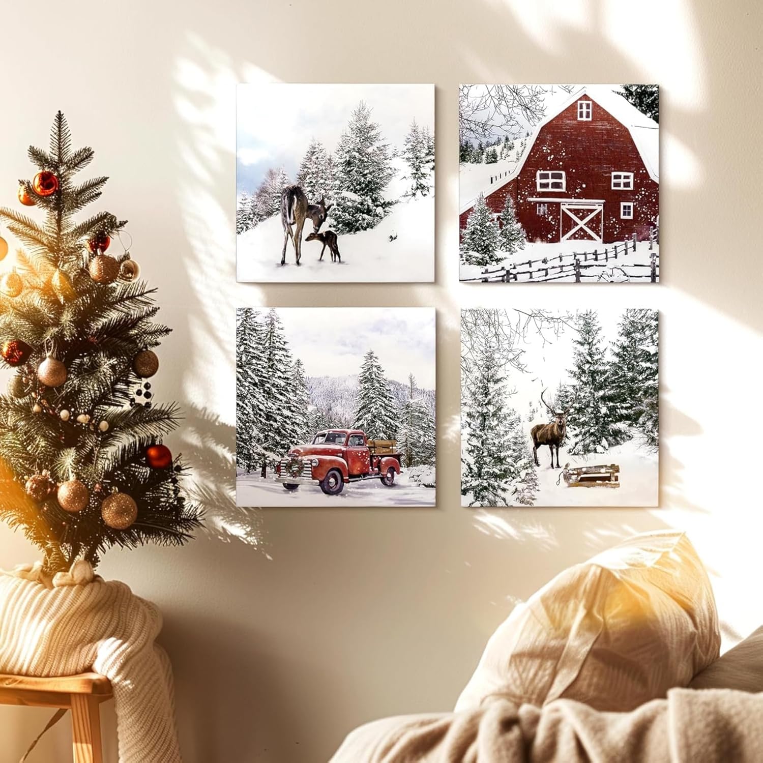 Profully Christmas Winter Canvas Wall Art Snowscape Forest Scene 30 * 30Cm NEW - Image 2
