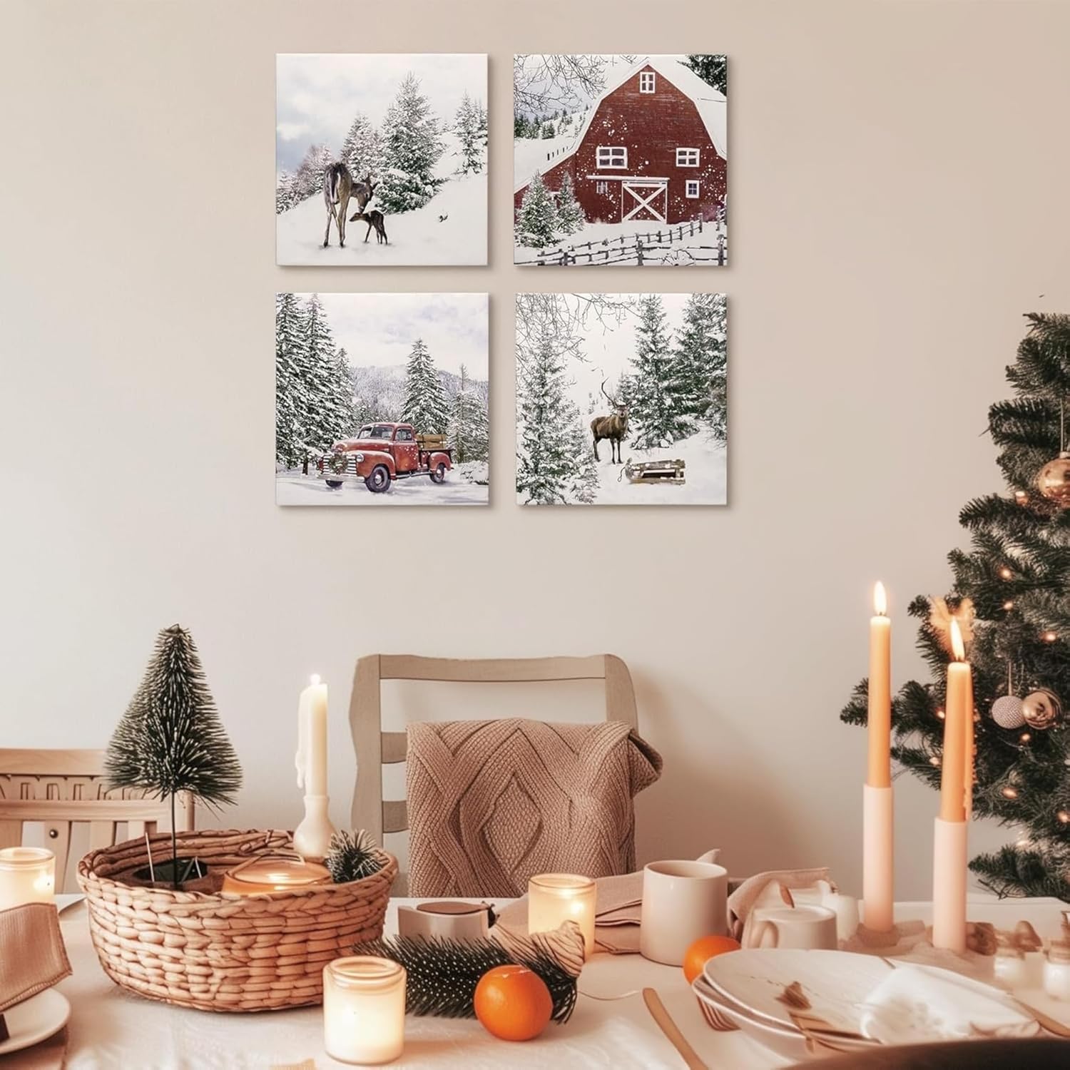 Profully Christmas Winter Canvas Wall Art Snowscape Forest Scene 30 * 30Cm NEW - Image 6