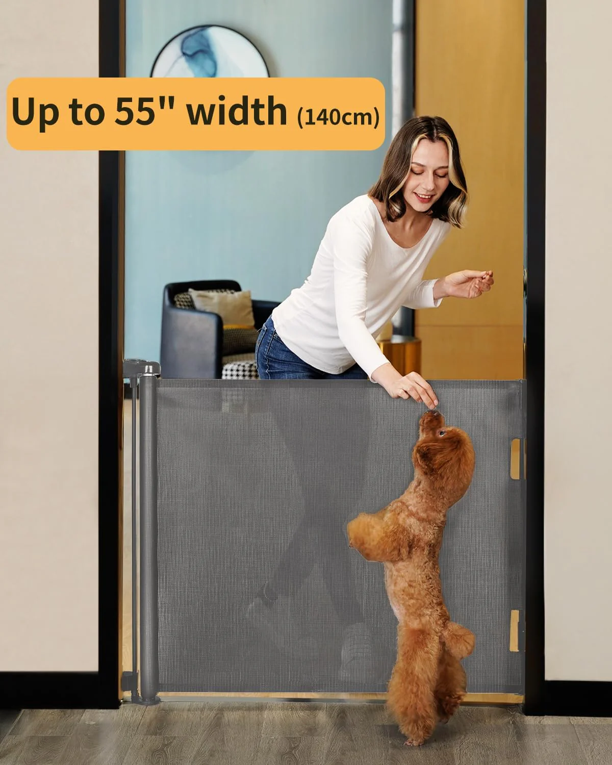 dearlomum Retractable Mesh Baby Gate Extends Up to 33 Inches Tall DEMO - Image 2