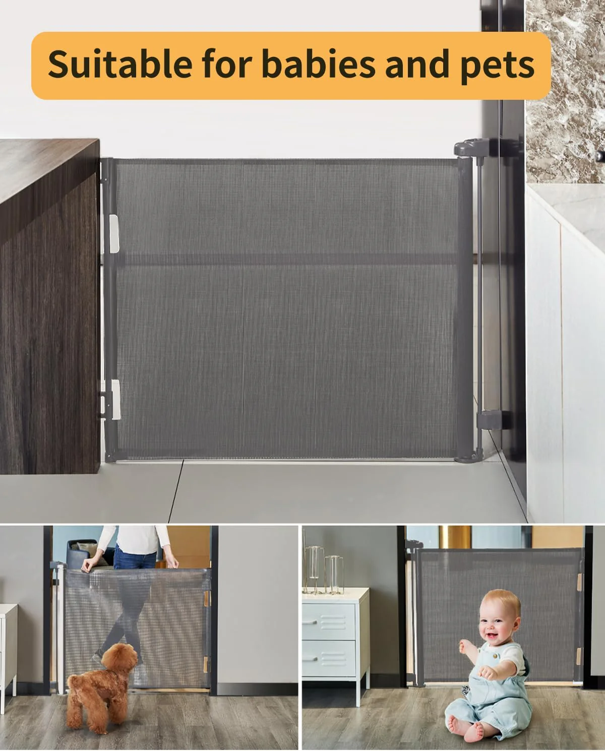 dearlomum Retractable Mesh Baby Gate Extends Up to 33 Inches Tall DEMO - Image 6
