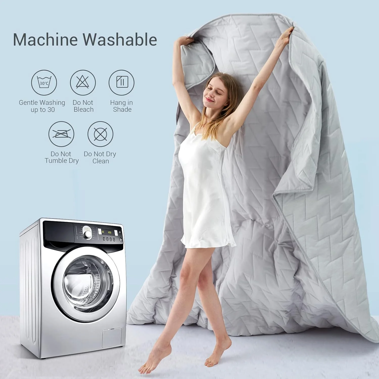 Elegear Cooling Comforter Light Grey Absorbs Body Heat to Keep Cool 150x200 NEW - Image 9