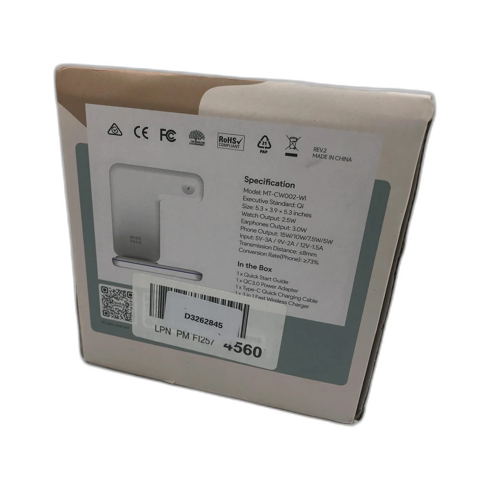 Minthouz 3-in-1 Wireless Charging Station Dock 15W Fast Charger White NEW - Image 2