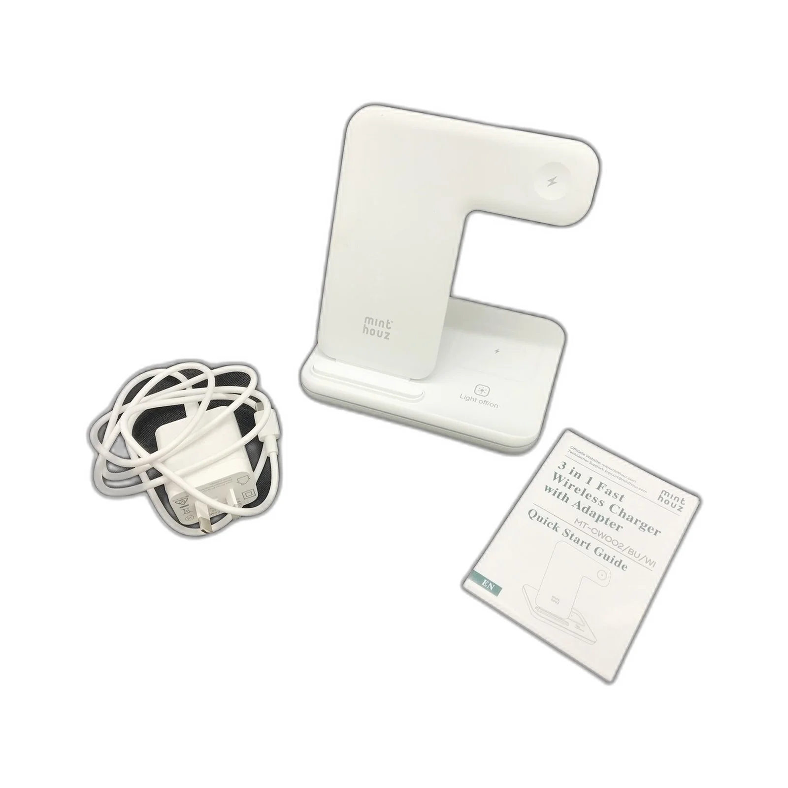 Minthouz 3-in-1 Wireless Charging Station Dock 15W Fast Charger White NEW - Image 3
