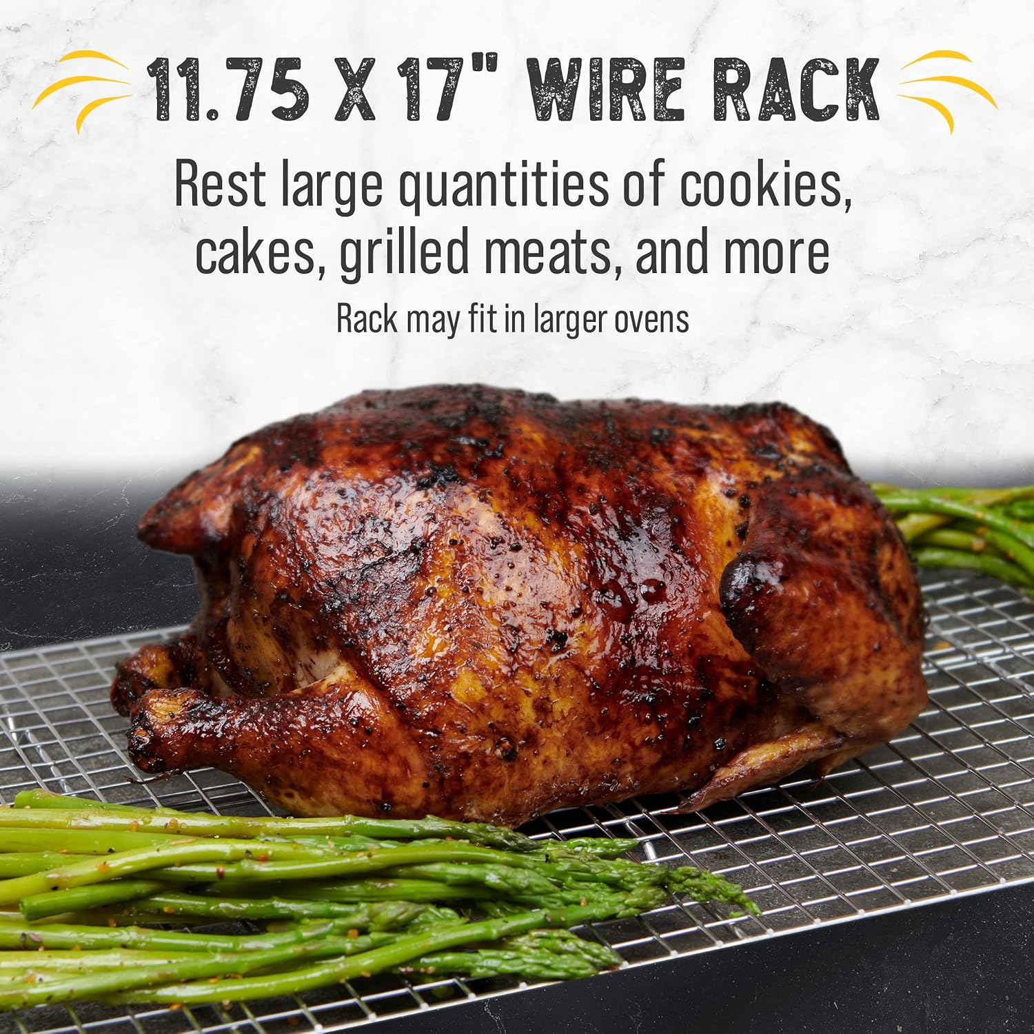 Checkered Chef Cooling Rack Set Stainless Steel Oven Safe Grid Wire 11.75" NEW - Image 3
