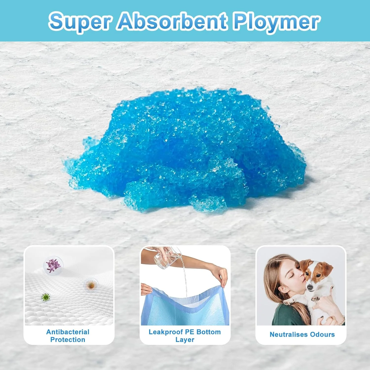 ADVWIN Disposable Dog Pee Pads Leak-Proof Absorbent Training Blue Size 60cm NEW - Image 5