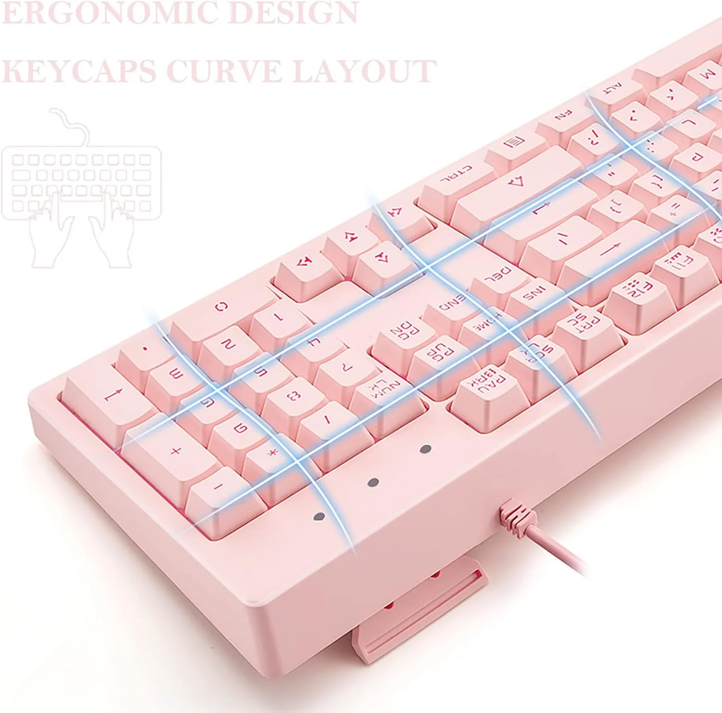 SUNSONNY 104-Key Quiet Silent LED Backlit Gaming Keyboard Pink Full Sized DEMO - Image 2