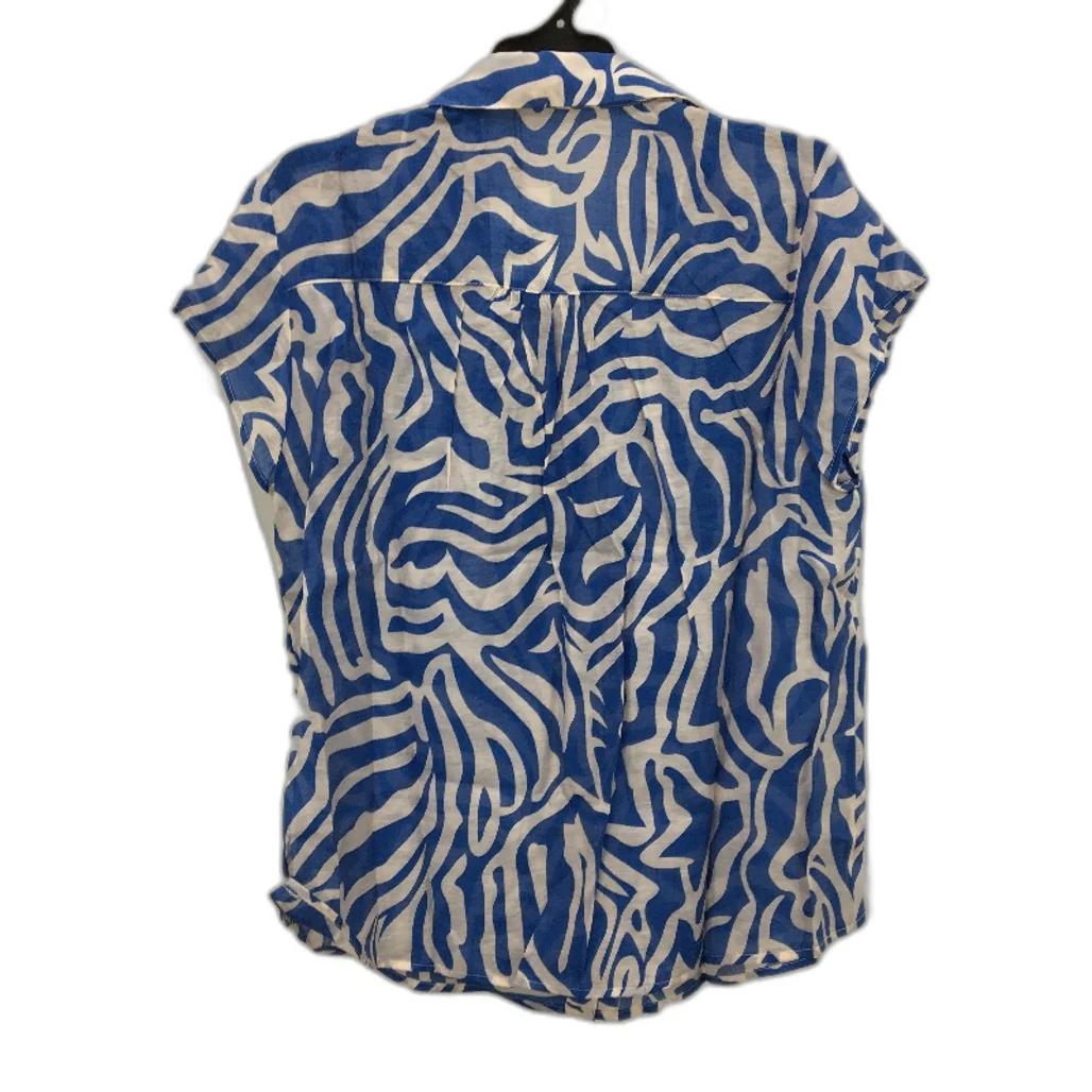 Portmans Emma Sheer Blue & White Short Sleeve Shirt – Viscose/Polyamide – AU 10 NEW - Image 2