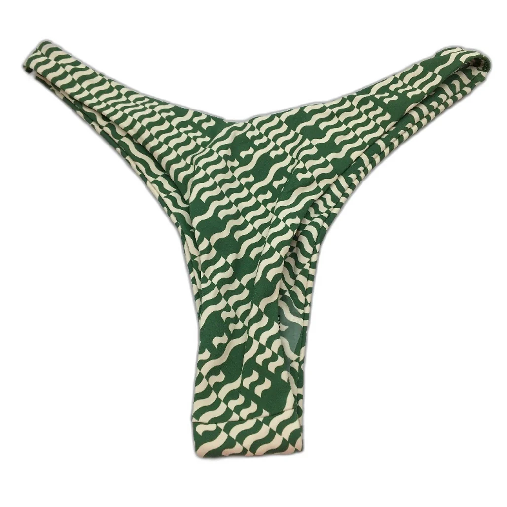 Subtitled 'Hali' Green White Bikini Bottom Triangular Thong Women Size XS NEW - Image 2