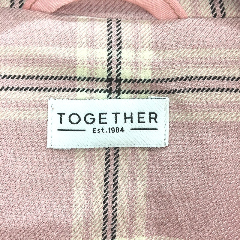 Together Pink Check Single Breasted Hook Lined Long Blazer Jacket Women size 14 - Image 3