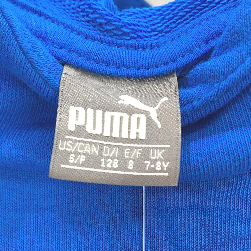 Puma Junior Electric Blue Hoodie With White Logo & Front Pocket Size S NEW - Image 3
