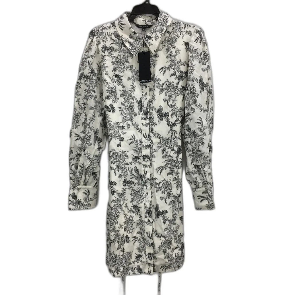 Portmans Kat Short White Black Fauna Floral Shirt Dress Ladies Size AU 12 NEW