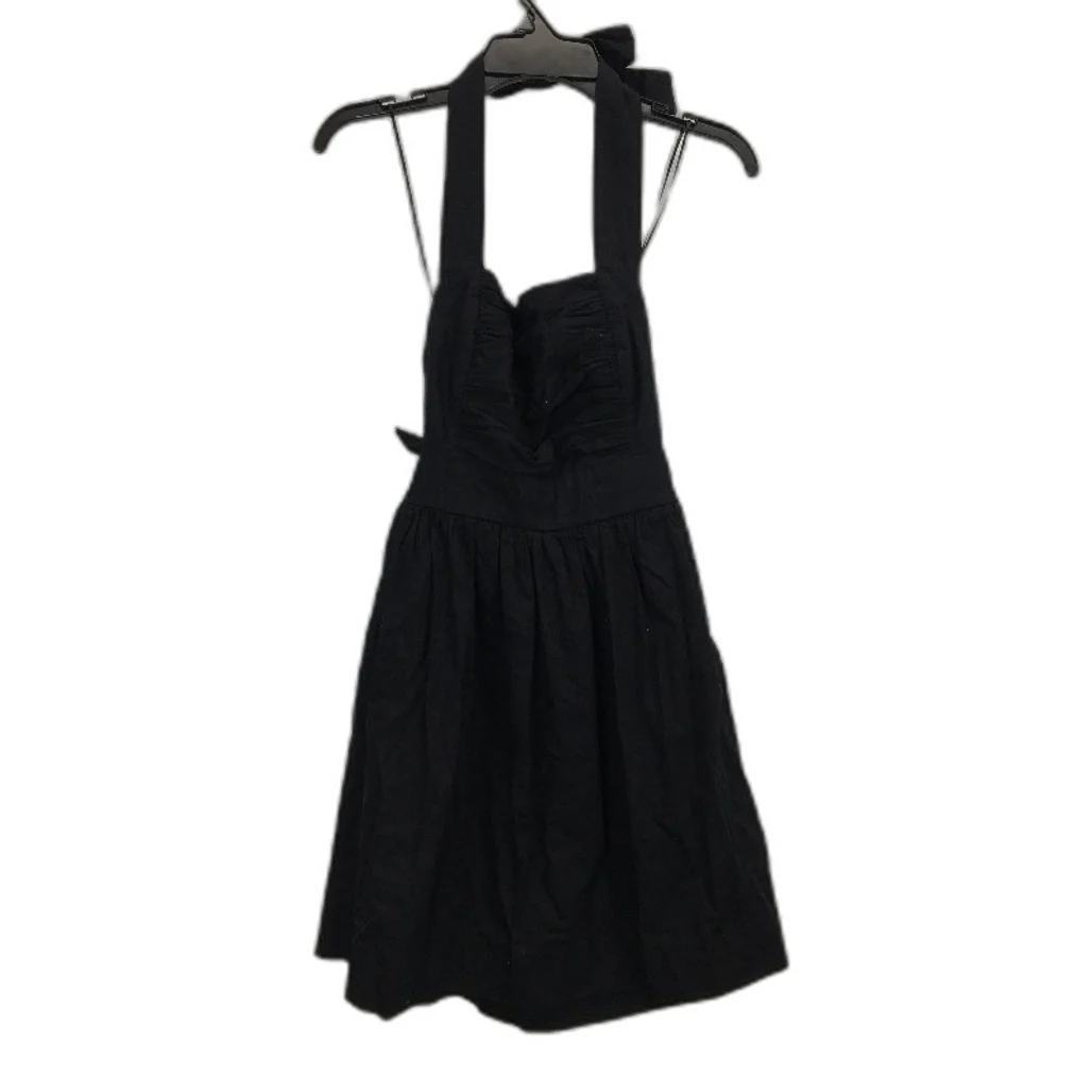 Dotti Elise Bow Black Poplin Gathered Cotton Mini Dress Ladies Size AU 4 NEW